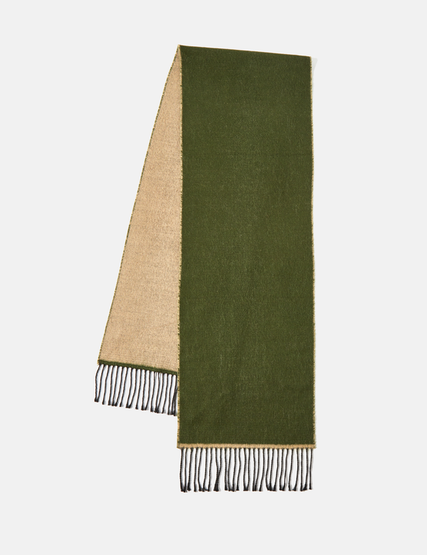 Universal Works Scarf (Double Sided) - Olive Green/Beige