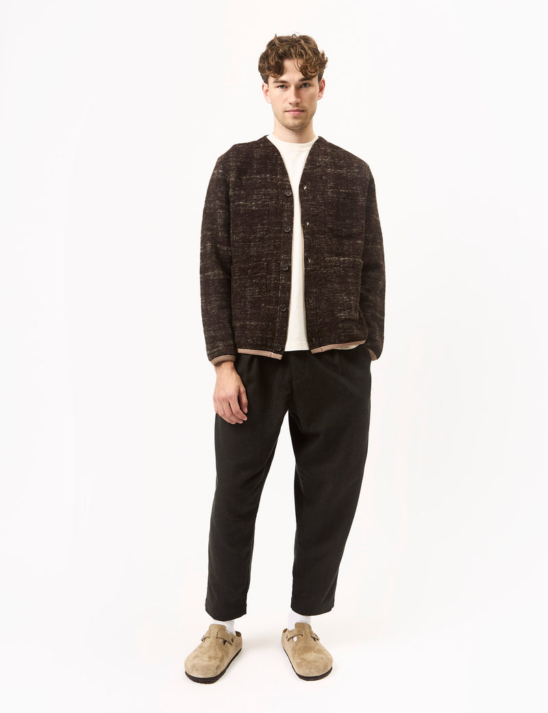 Universal Works Cardigan (Marble Fleece) - Brown