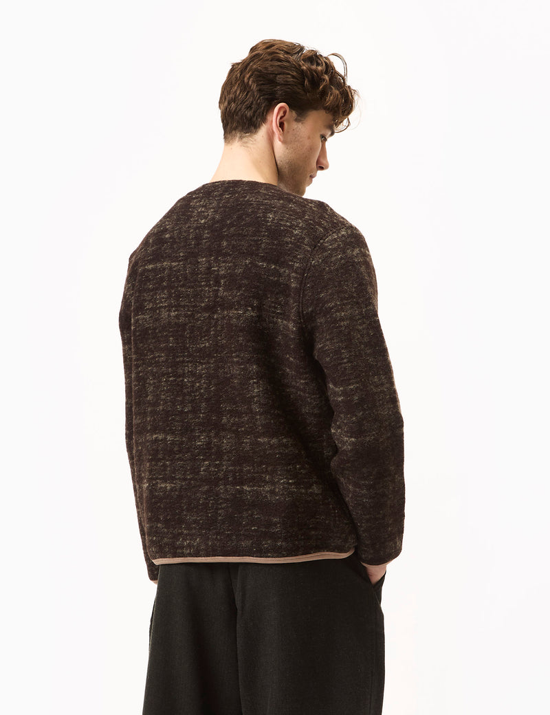 Universal Works Cardigan (Marble Fleece) - Brown