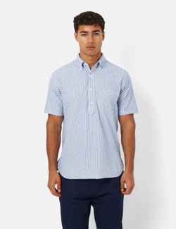 Beams Plus B.D Pullover Short Sleeve Shirt (Candy Stripe) - Blue