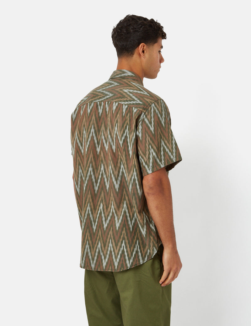 Beams Plus Adventure Shirt II (Ikat) - Olive Green