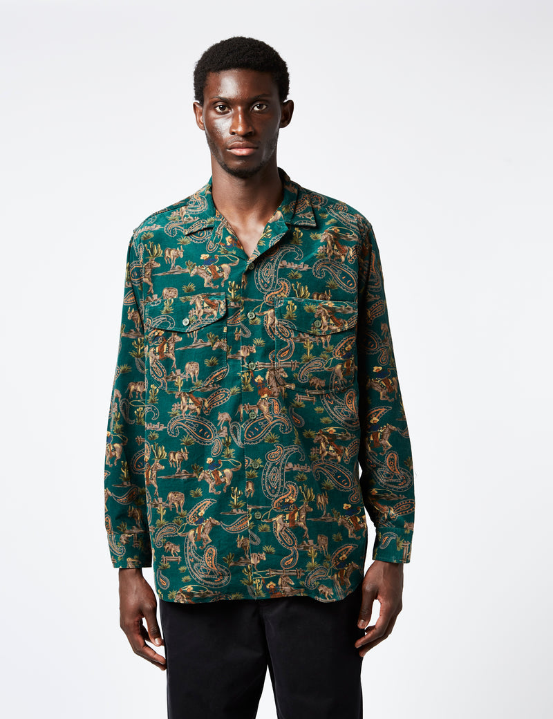 Beams Plus Work Shirt (Cowboy Print) - Green I Article.