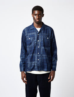 Beams Plus MIL Open Collar Shirt - Indigo Blue