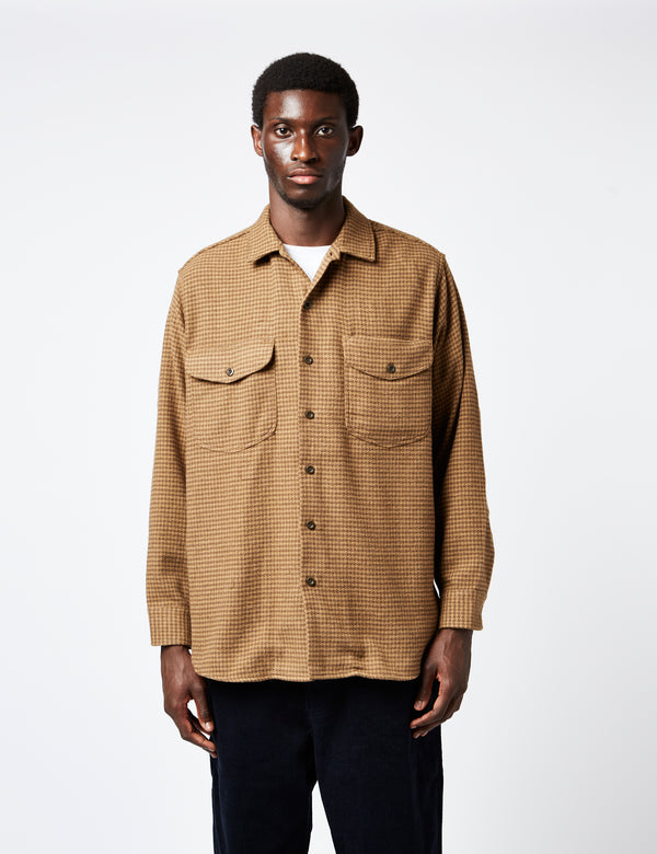 Beams Plus Work Shirt (Hounds Tooth) - Brown