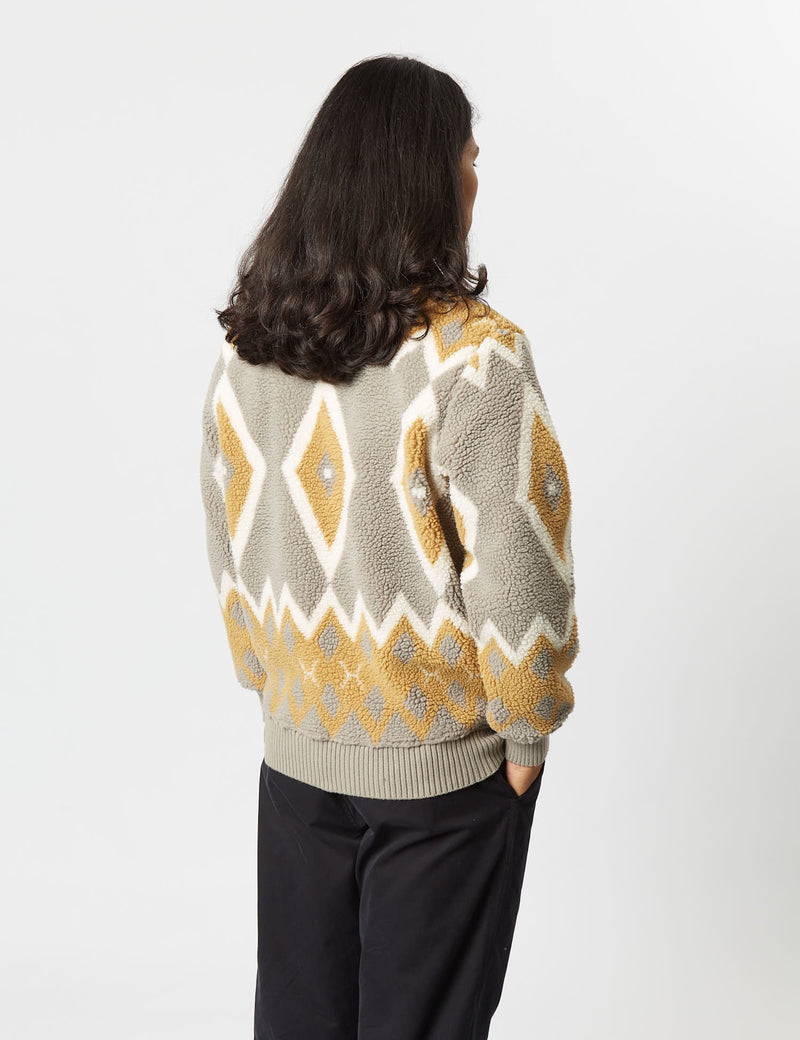 Beams Plus Boa Cardigan - Light Grey/Mustard | Article.