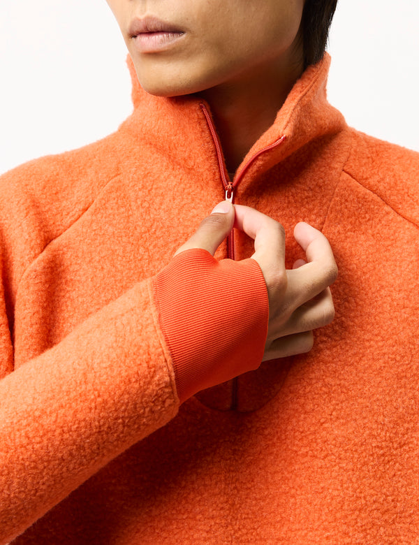 Beams Plus Mil Half Zip Fleece Sweatshirt - Orange