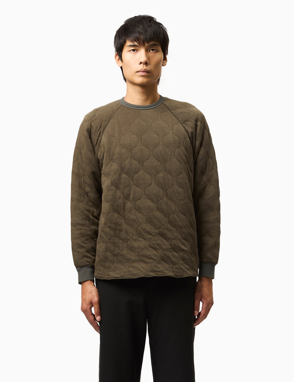 Beams Plus Mil Quilt Crew Sweatshirt - Olive Green