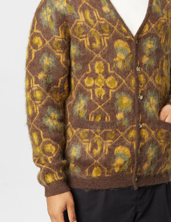 Beams Plus Botanical Cardigan - Brown