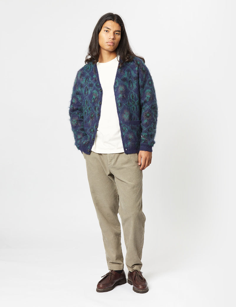 Beams Plus Botanical Cardigan - Navy Blue