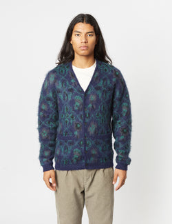 Beams Plus Botanical Cardigan - Navy Blue