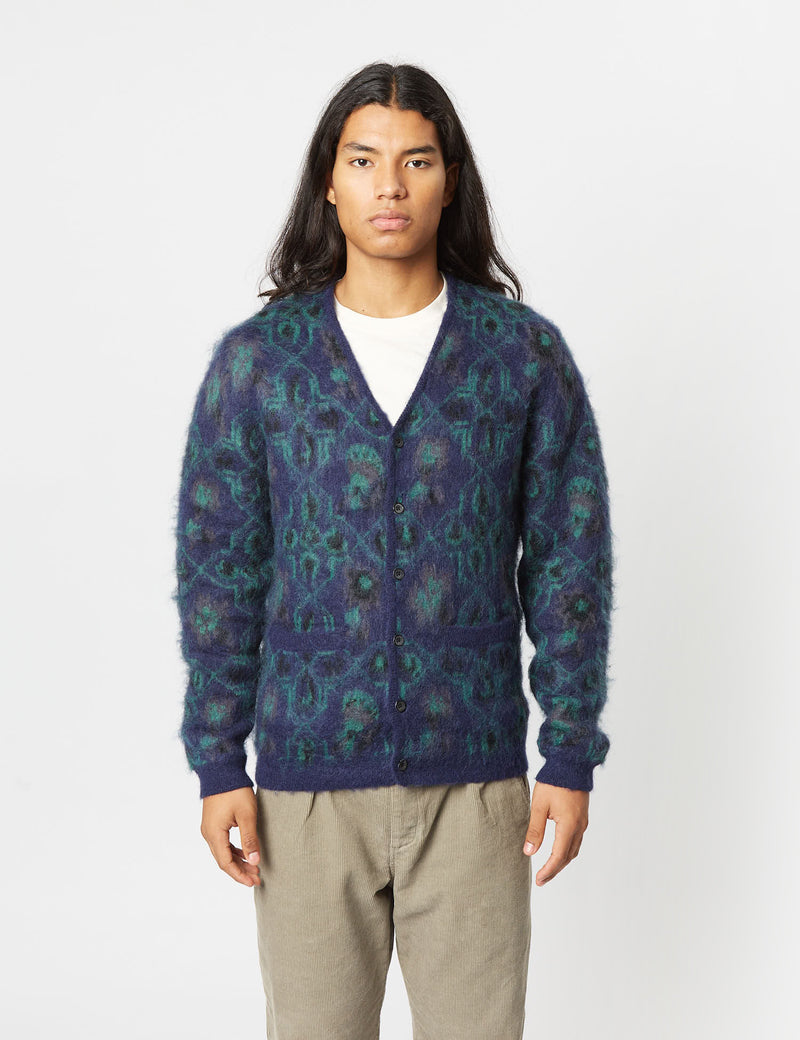 Beams Plus Botanical Cardigan Navy Blue Article