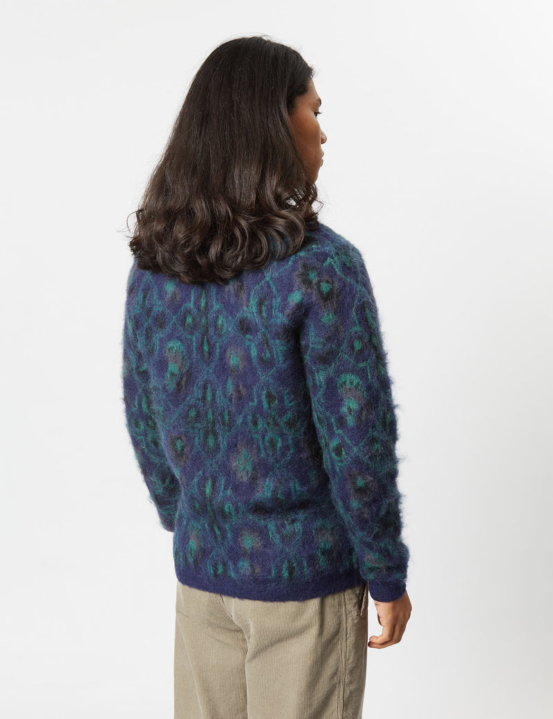 Beams Plus Botanical Cardigan - Navy Blue