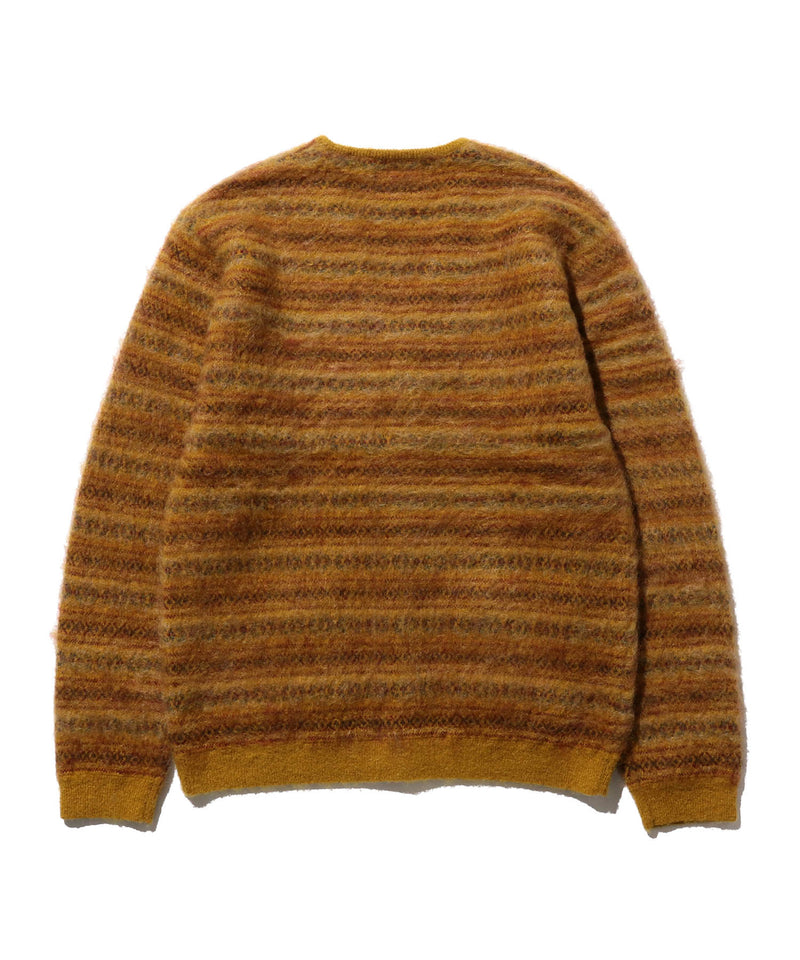 Beams Plus Double Jacquard Cardigan - Mustard