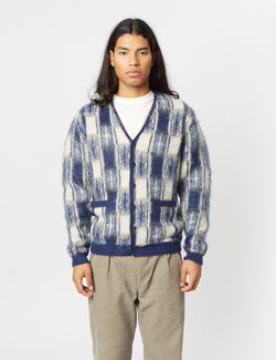 Beams Plus Jacquard Cardigan (Check) - Navy Blue