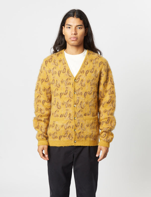 Beams Plus Jacquard Cardigan (Paisley) - Mustard