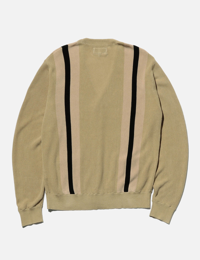 Beams Plus Stripe Cardigan - Beige