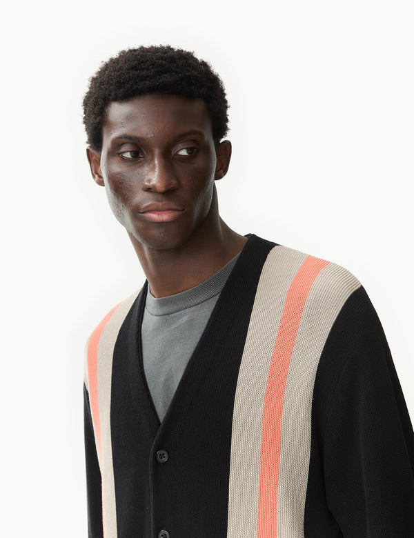 Beams Plus Stripe Cardigan - Black