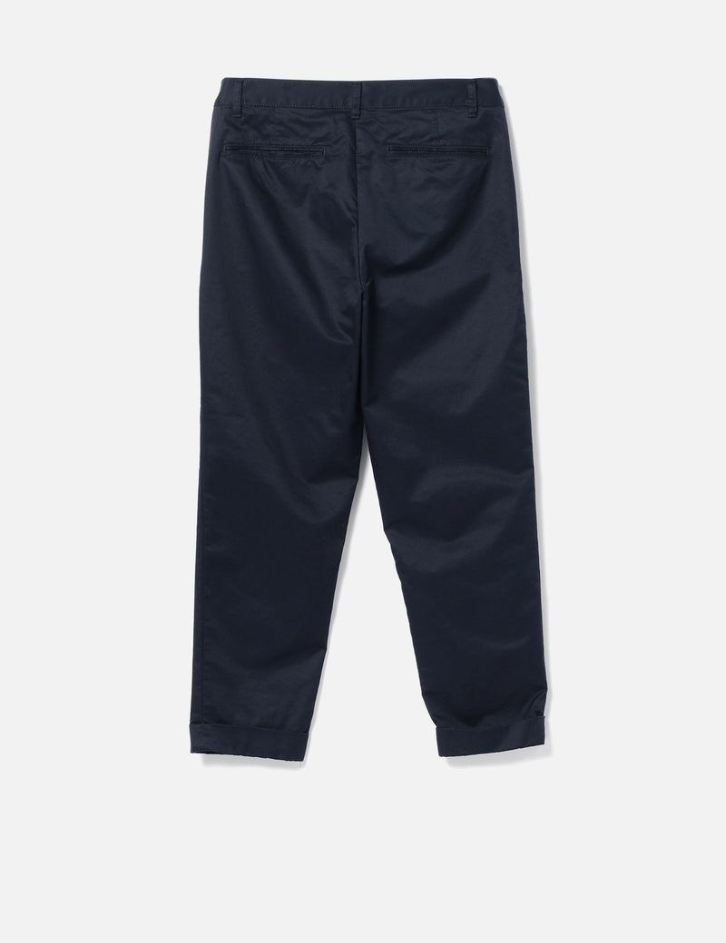 Beams Plus 1 Pleat Trousers (Cotton Twill) - Navy Blue