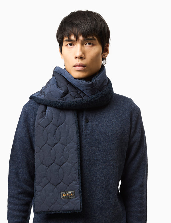 Beams Plus Boa Quilt Muffler Scarf - Navy Blue