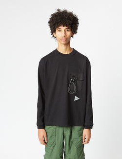 And Wander Pocket Long Sleeve T-Shirt - Black