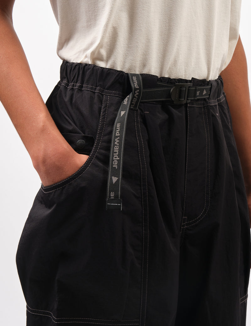 and Wander Crinkled Nylon Pants - Black