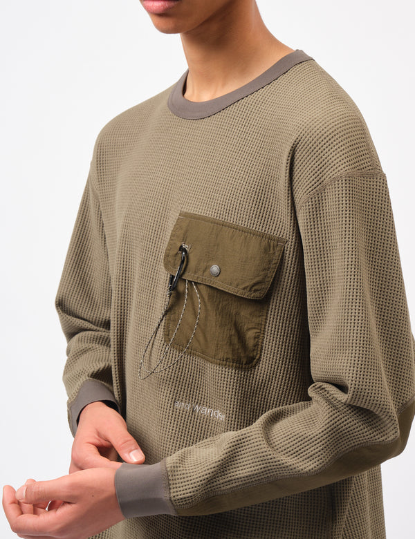 and Wander Waffle Long Sleeve T-Shirt - Khaki