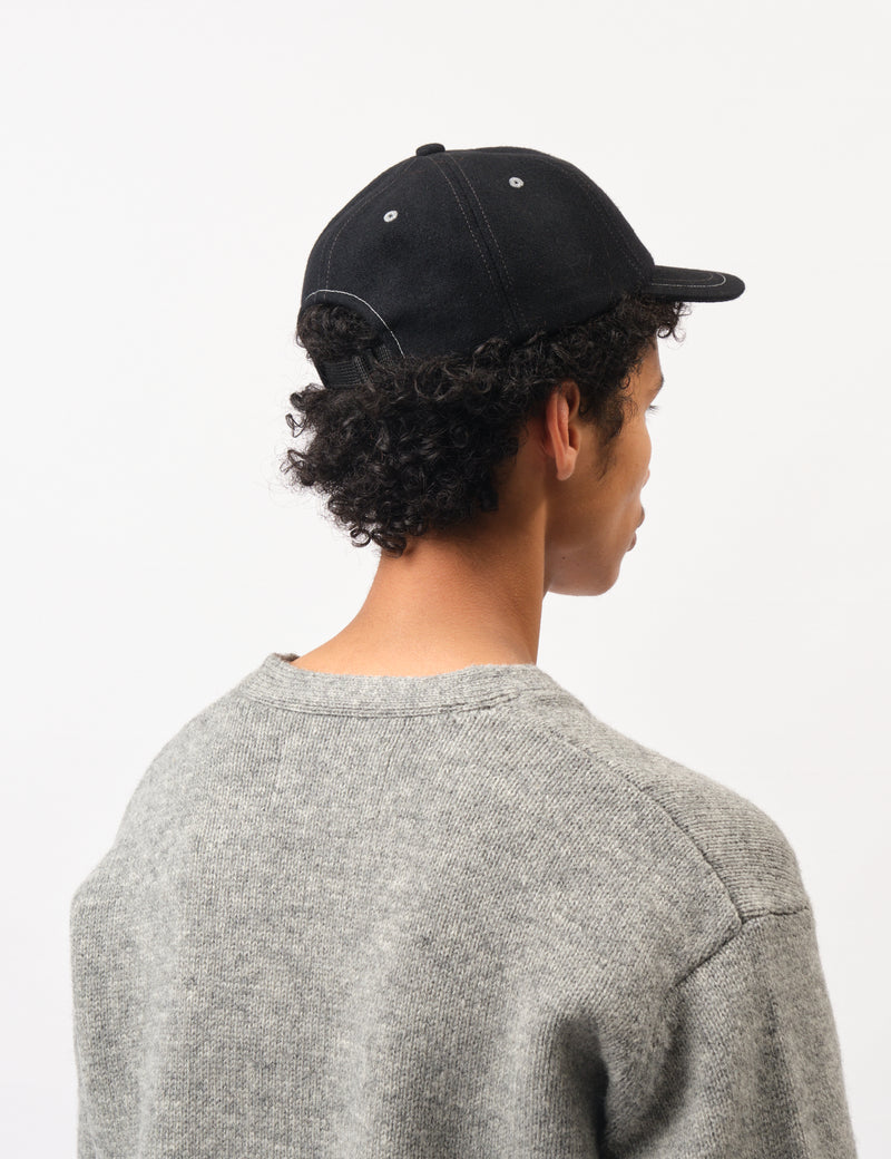 and Wander Wool Melton Cap - Black