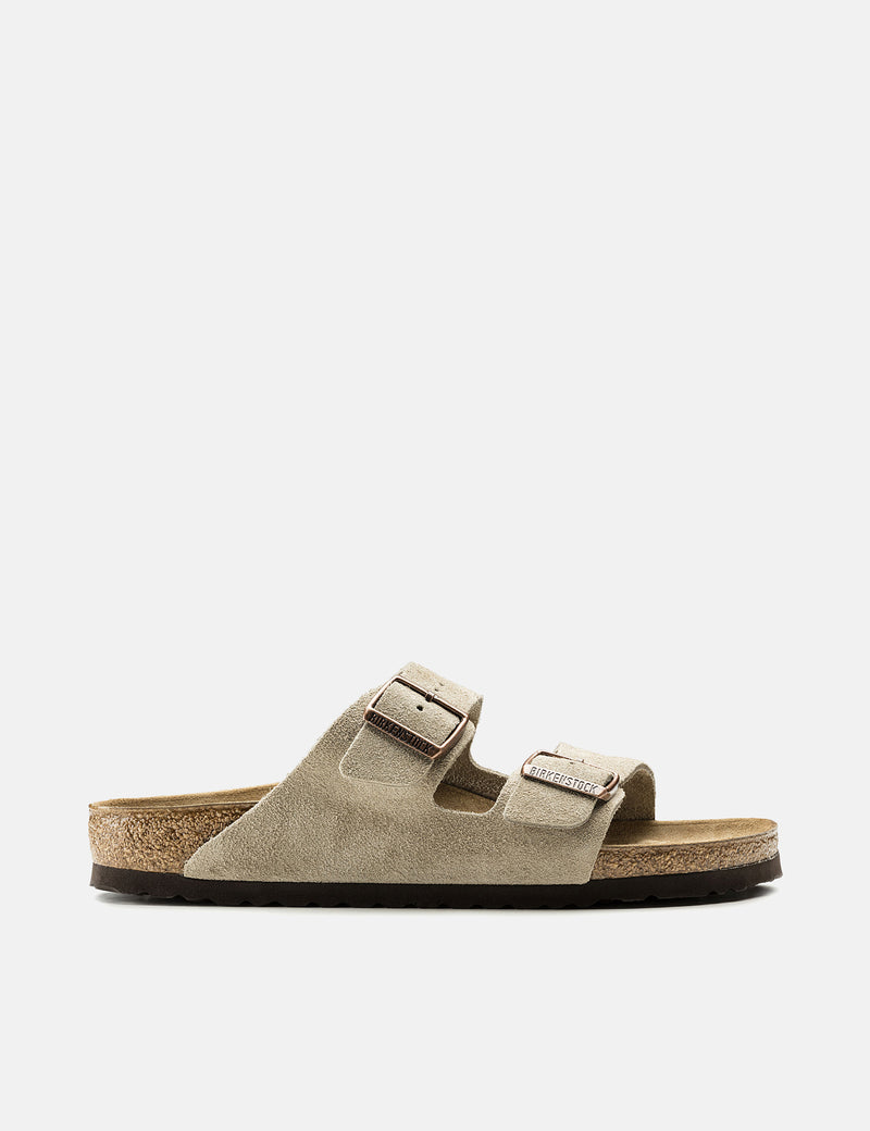 Womens Birkenstock Arizona Suede Sandal (Narrow) - Taupe