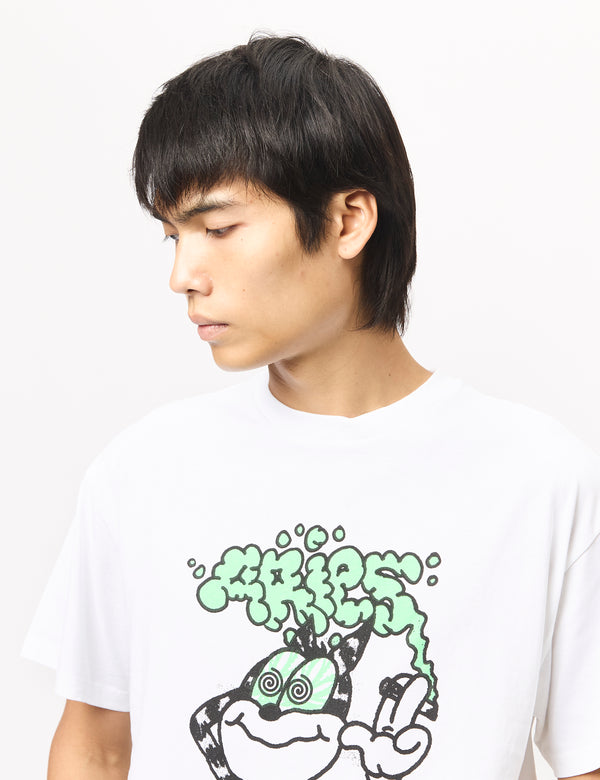 Aries Stoned Cat T-Shirt - White