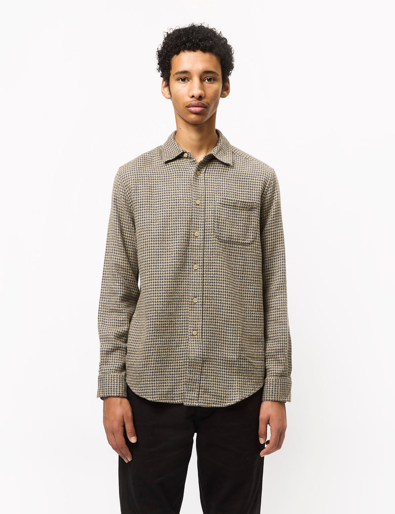 Portuguese Flannel Abstract Pied Poule Shirt - Charcoal