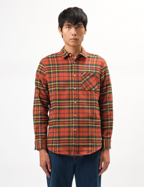 Portuguese Flannel Farol Shirt - Terracota/Yellow/Green