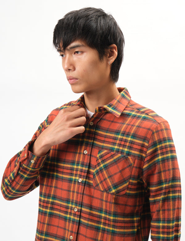 Portuguese Flannel Farol Shirt - Terracota/Yellow/Green