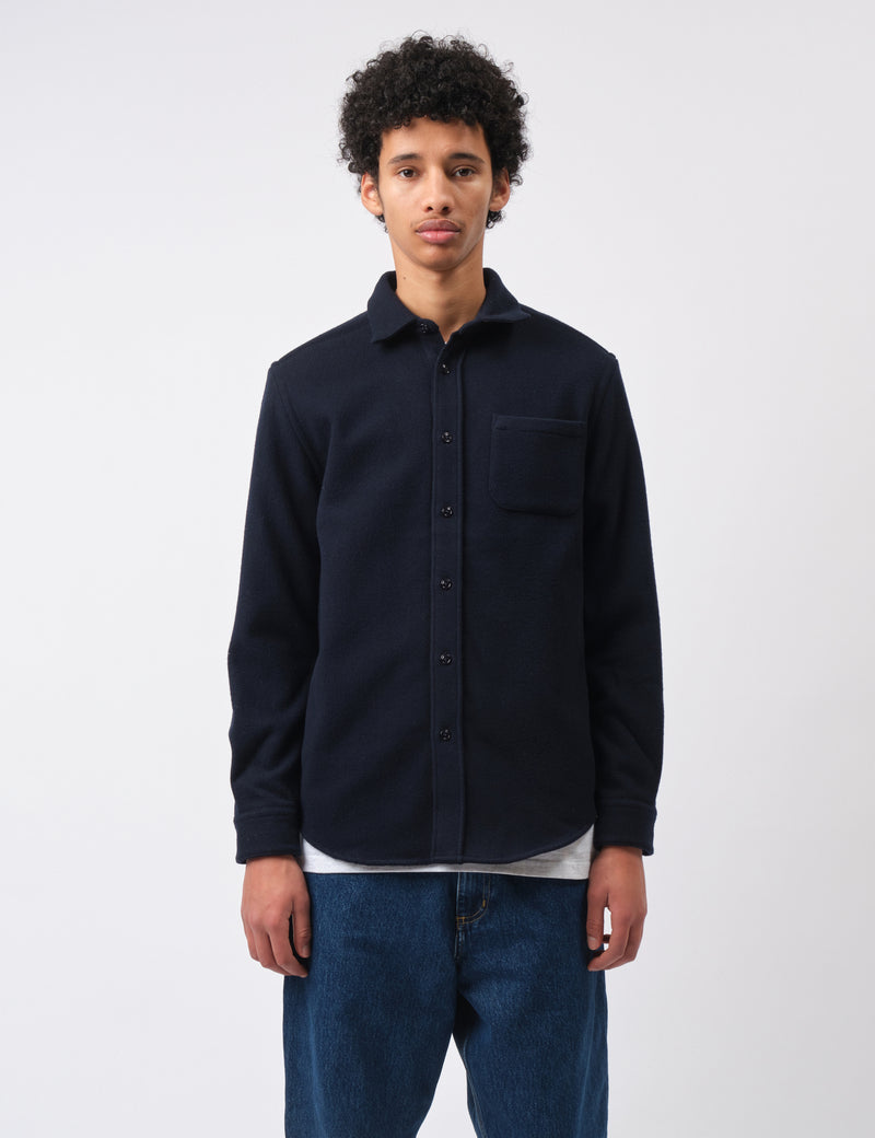 Portuguese Flannel Form Shirt - Navy Blue