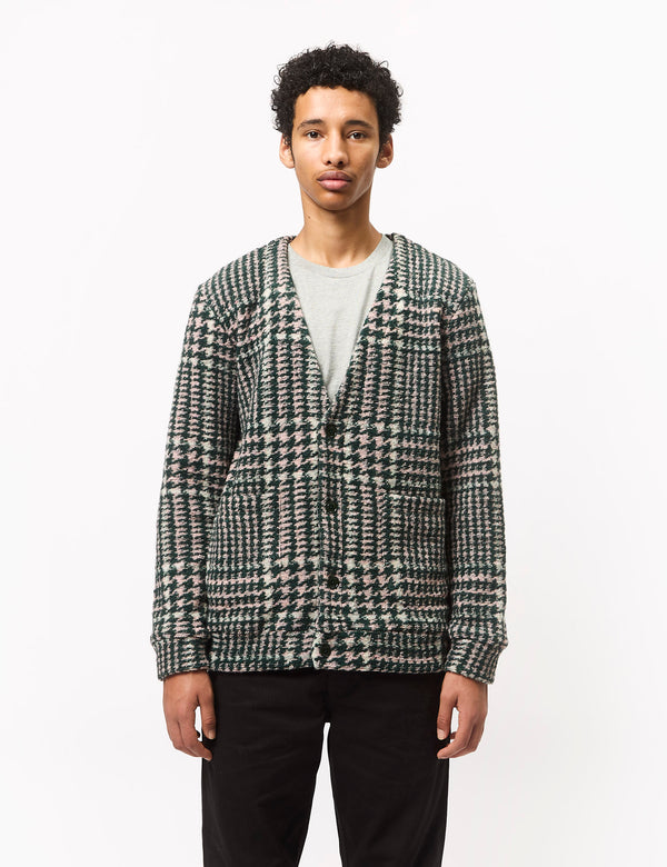 Portuguese Flannel Gales Cardigan - Green/Rose