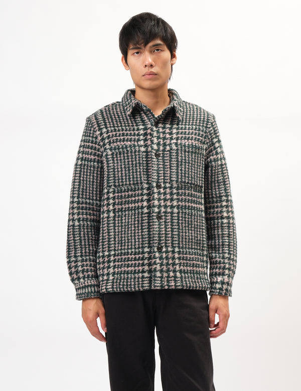 Portuguese Flannel Gales Overshirt - Green/Rose