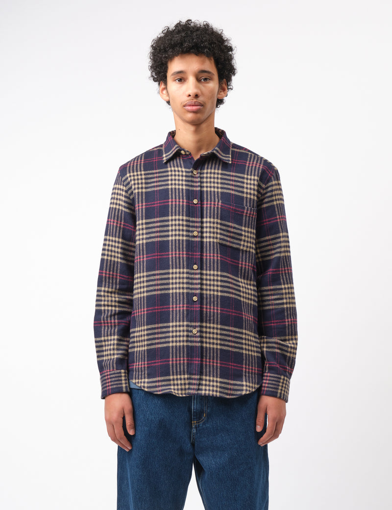 Portuguese Flannel Pomar Shirt - Navy Blue