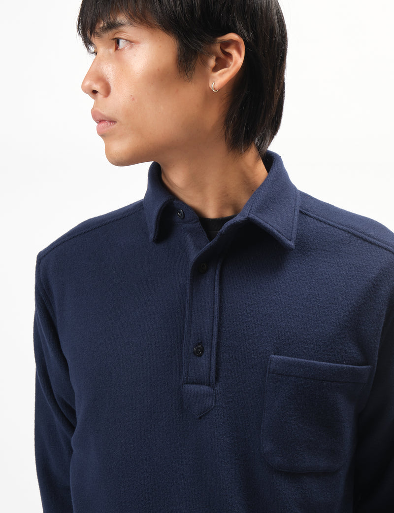 Portuguese Flannel Origem Popover Shirt - Navy Blue