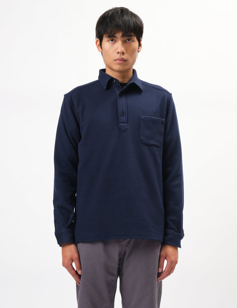 Portuguese Flannel Origem Popover Shirt - Navy Blue