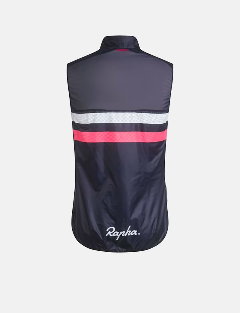 Rapha Men's Brevet Gilet - Dark Navy/Hi-Vis Pink/White