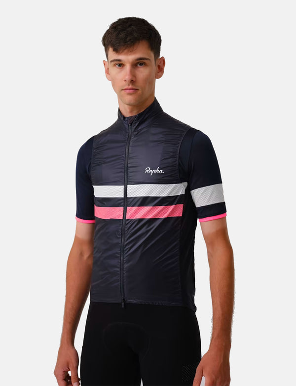 Rapha Men's Brevet Gilet - Dark Navy/Hi-Vis Pink/White