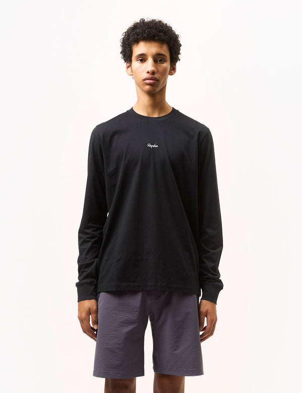 Rapha Men's Long Sleeve T-shirt (Cotton)- Black/Grey