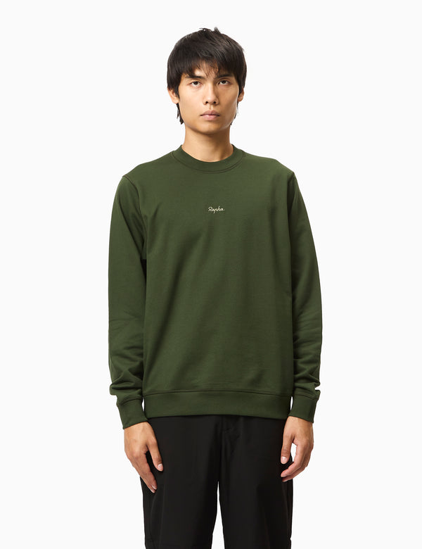 Rapha Men's Crewneck Sweatshirt (Cotton) - Deep Olive Green/Olive Green