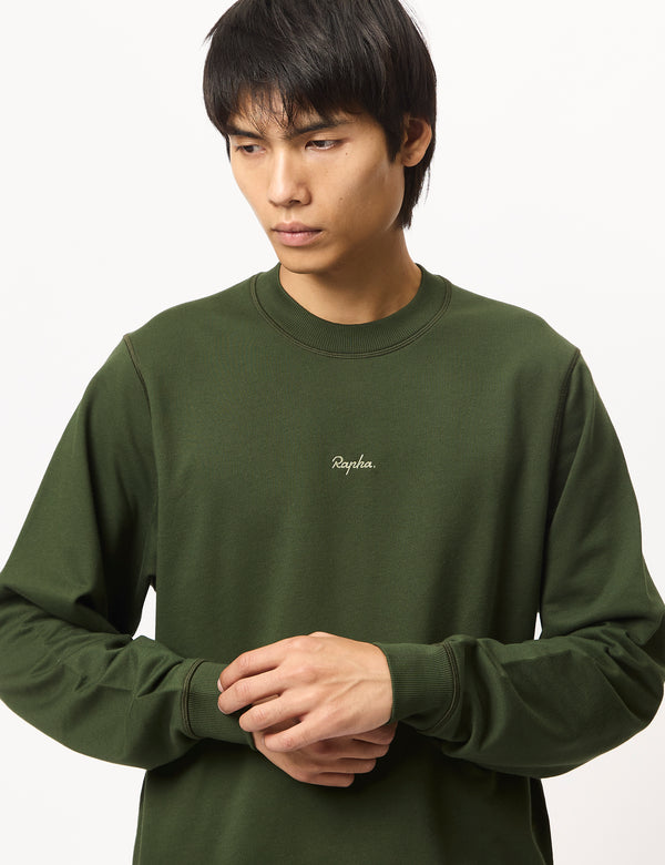 Rapha Men's Crewneck Sweatshirt (Cotton) - Deep Olive Green/Olive Green