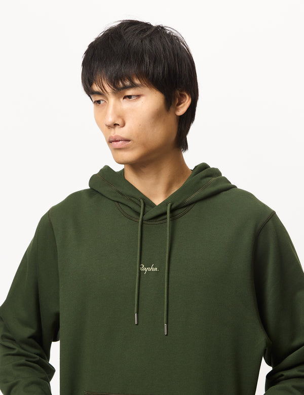 Rapha Men's Hoodie (Cotton) - Deep Olive Green/Olive Green