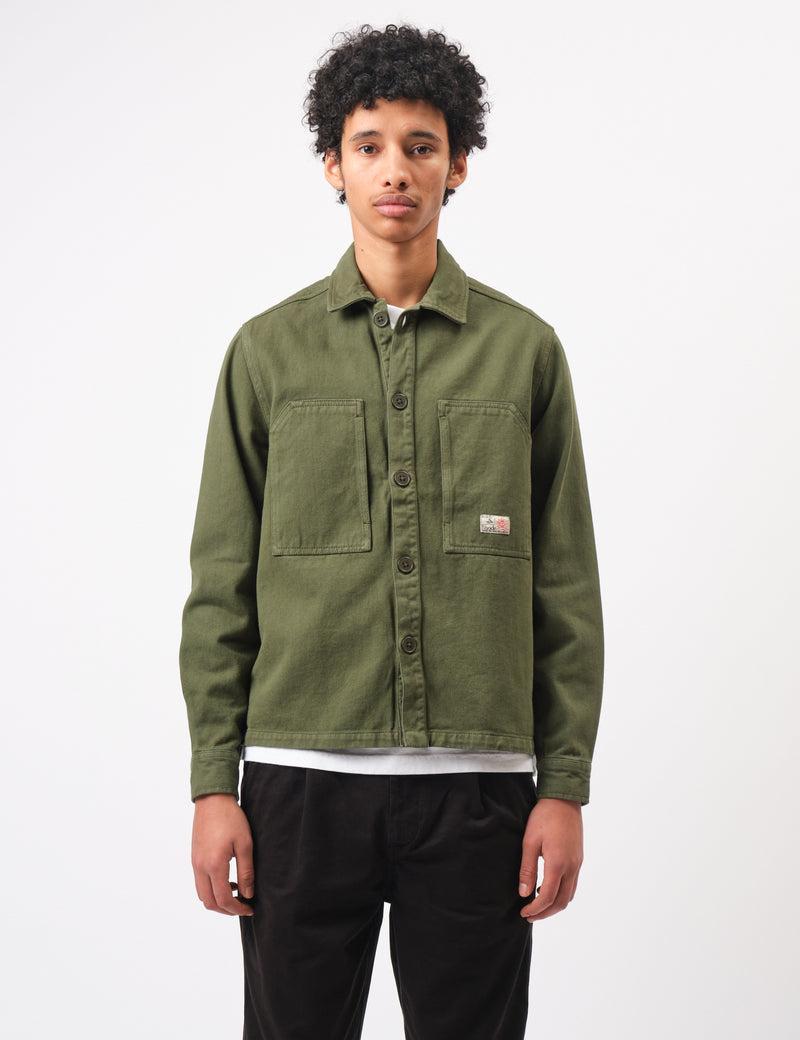 Bhode Map Pocket Overshirt Twill - Army Green