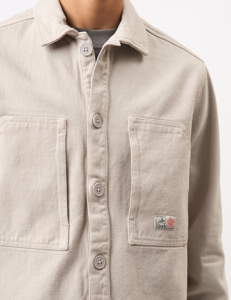 Bhode Map Pocket Overshirt Twill - Cornish Stone