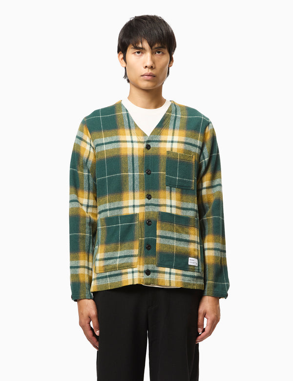 Bhode Japan Cardigan (Plaid) - Grün