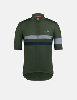 Rapha Men's Brevet Lightweight Jersey - Deep Olive/Dark Navy Blue