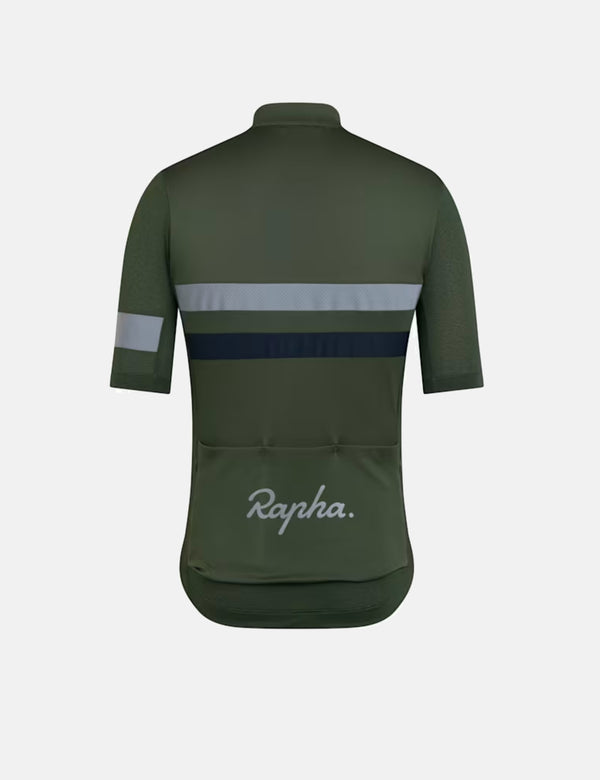 Rapha Men's Brevet Lightweight Jersey - Deep Olive/Dark Navy Blue