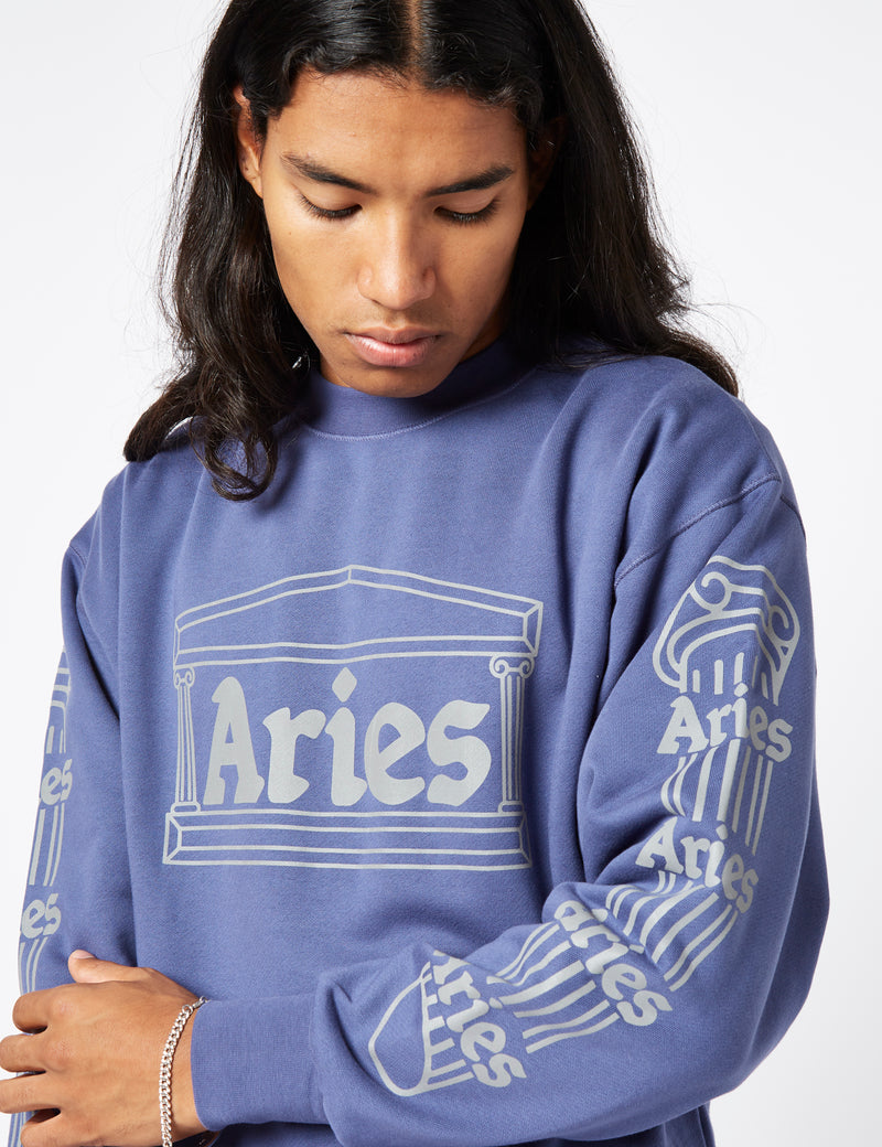 Aries Reflective Column Sweatshirt - Navy Blue I Article.